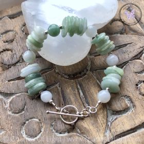 Chunky Jade Bracelet With Silver Toggle Clasp